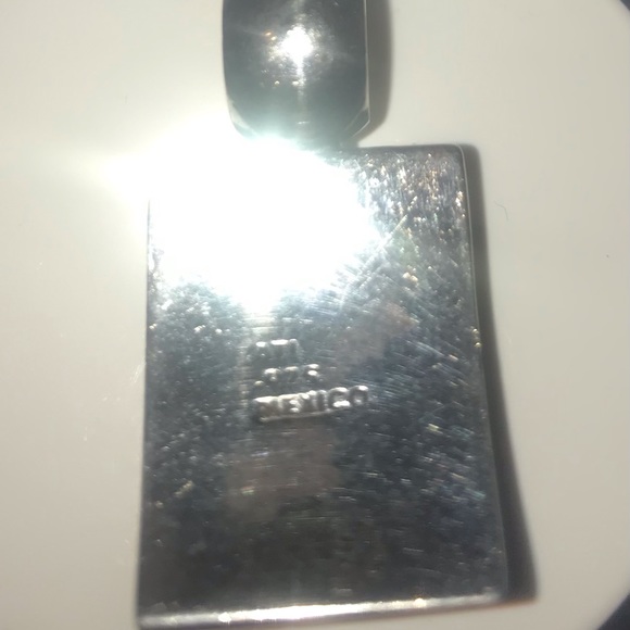 STERLING SILVER TURQUOISE SLIDE PENDANT--.925 ATI MEXICO - Picture 6 of 8